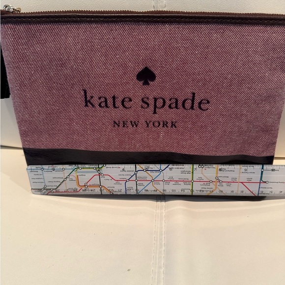 Kate Spade Ash St. Logo Large Tassel Pouch Purple Canvas - Picture 3 of 5